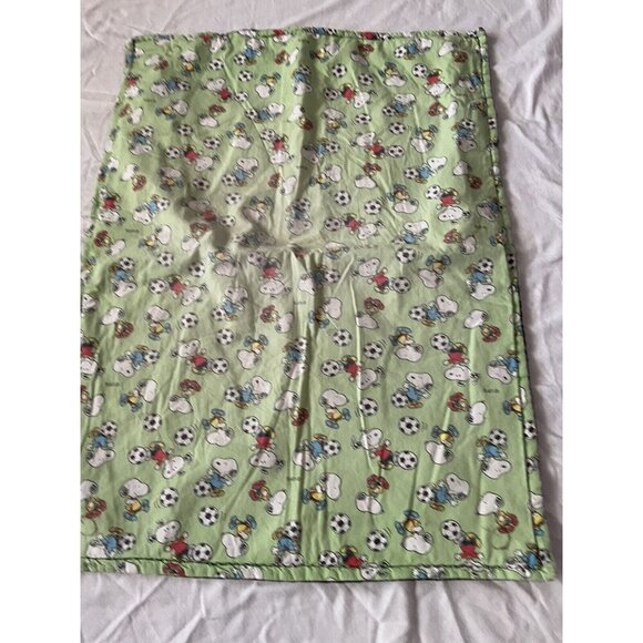 Snoopy Sports-Themed Baby Blanket - Green & Black Reversible - Cartoon Soccer Pr - Picture 2 of 12